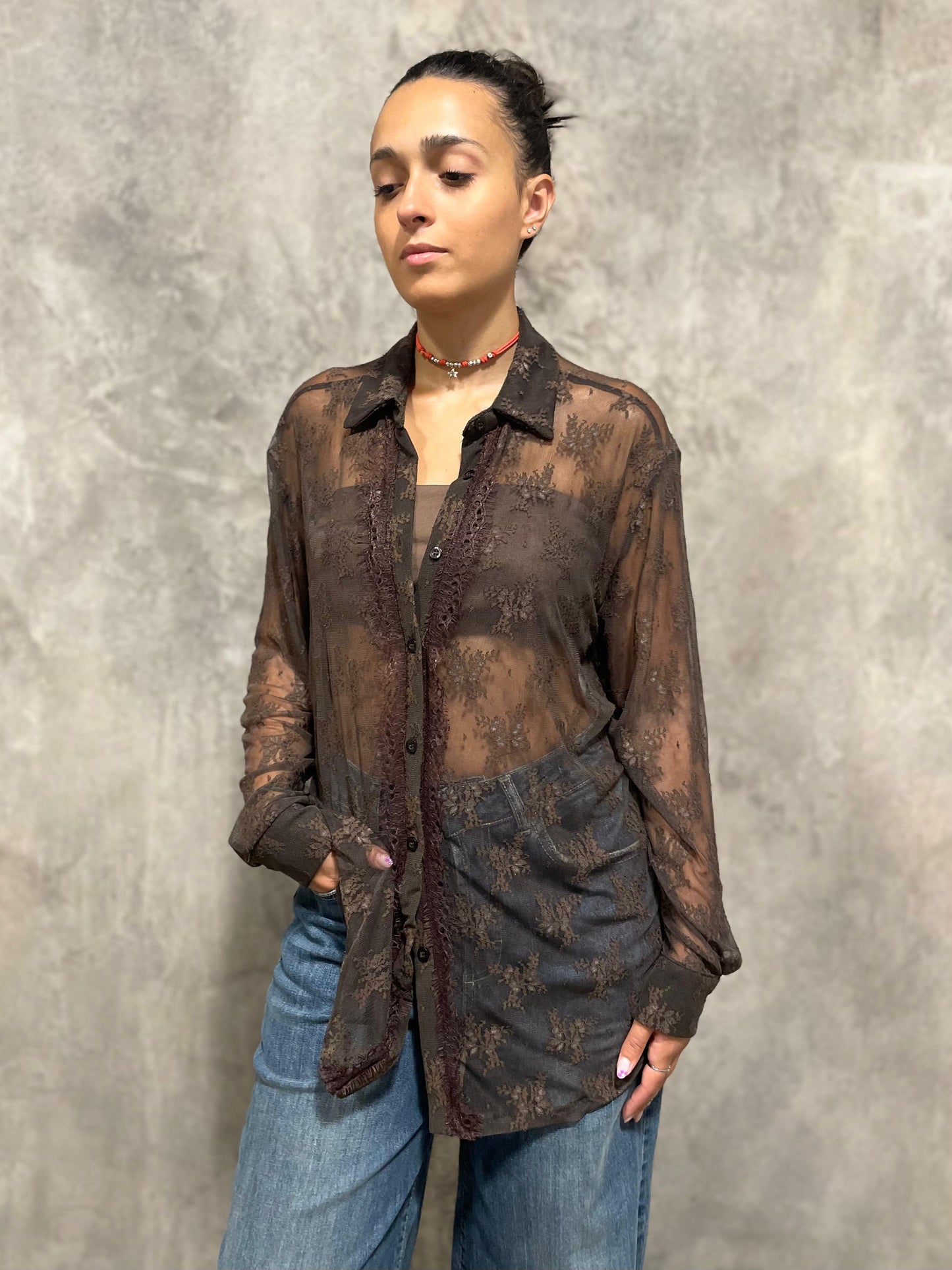Camicia Pizzo Cioccolato