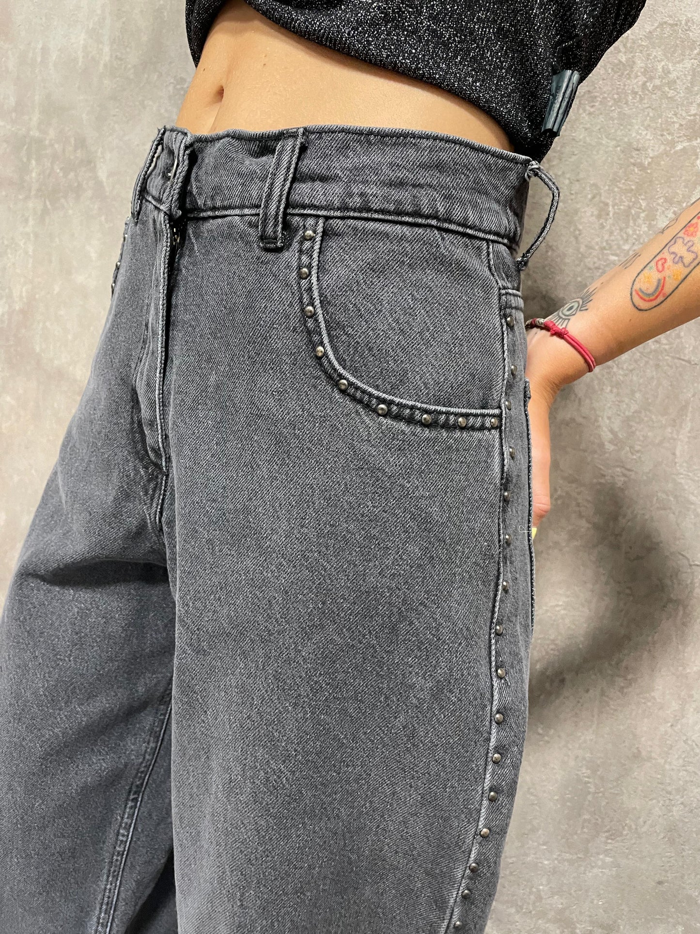 Jeans Borchie Grigio