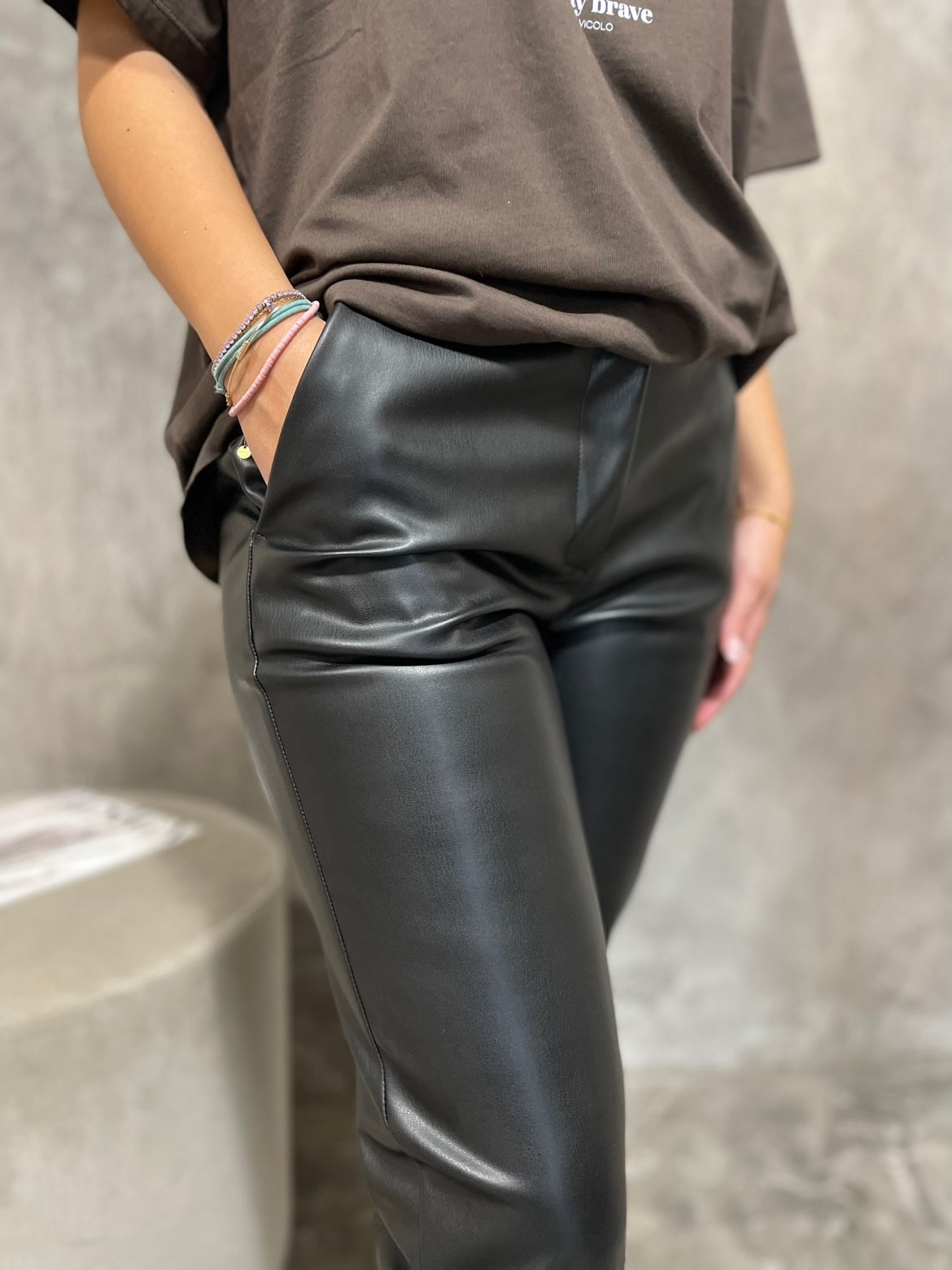 Pantalone Ecopelle Nero