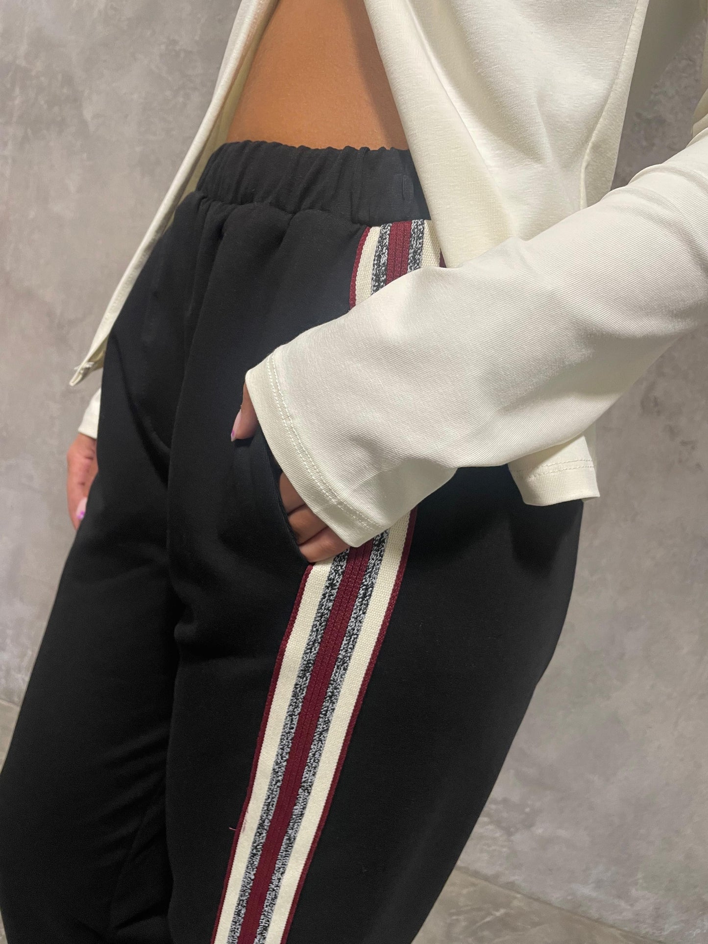 Pantaloni In Felpa Banda Laterale