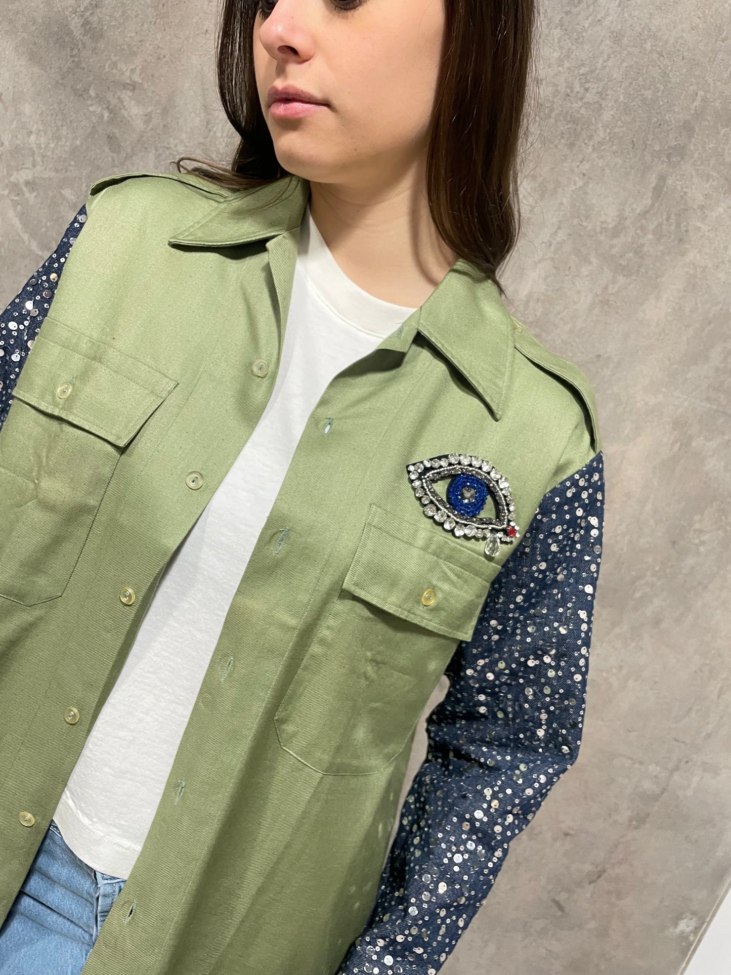 Camicia Verde Paillettes