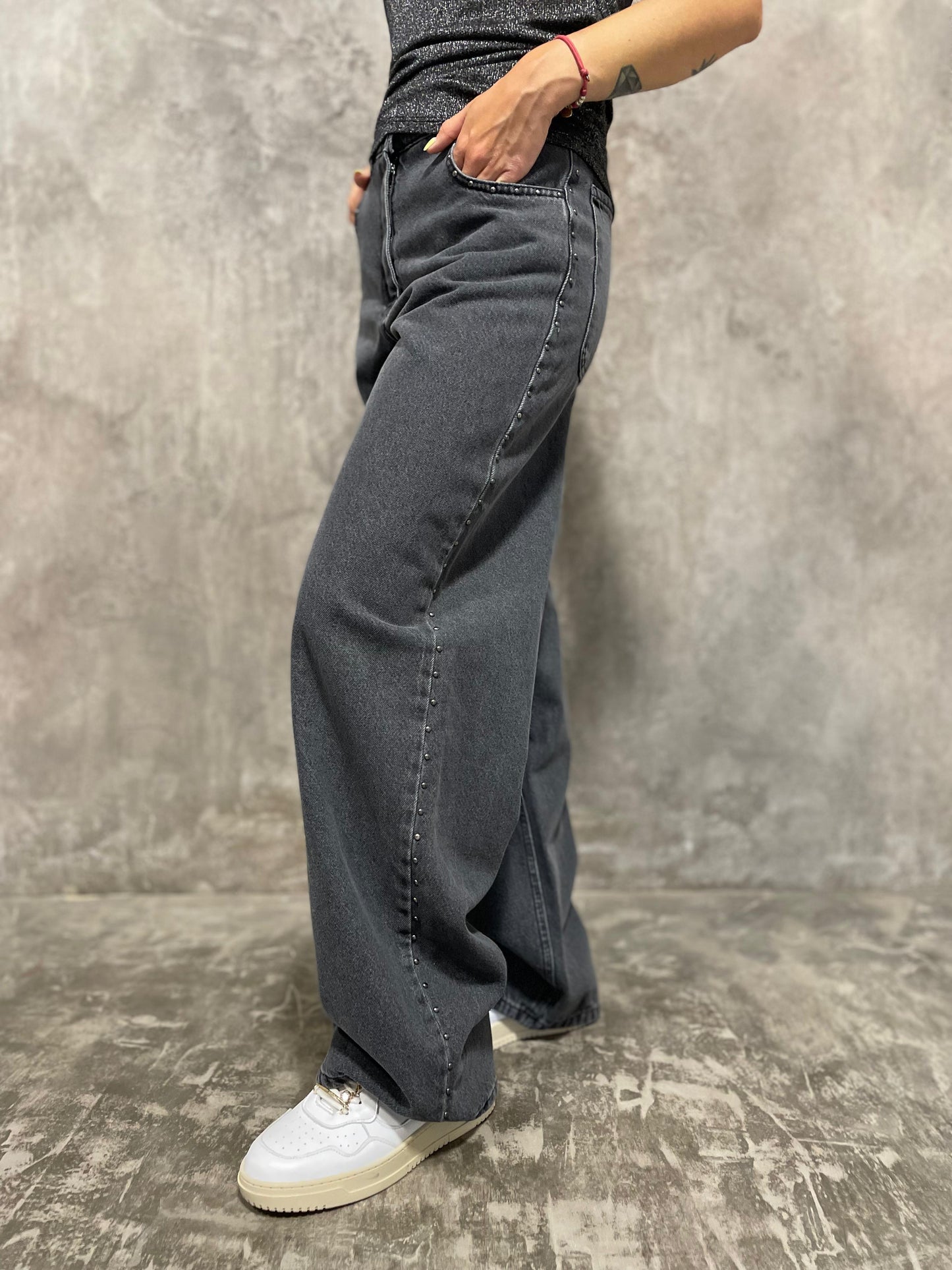 Jeans Borchie Grigio
