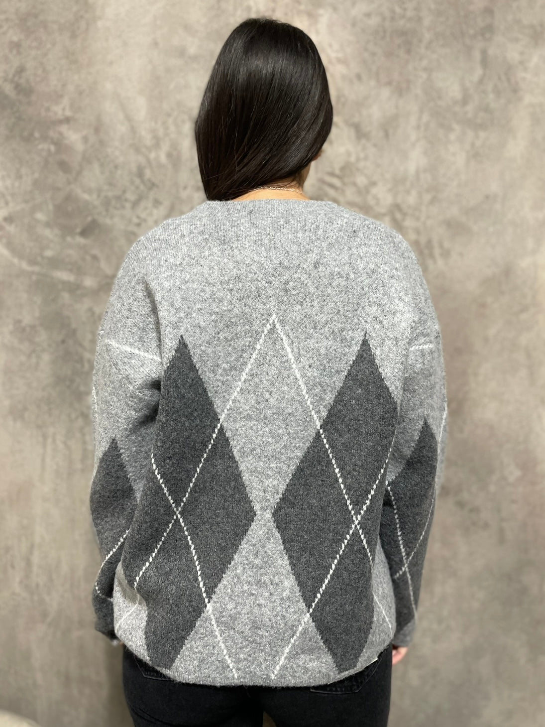 Scollo a V Rombi Grigio