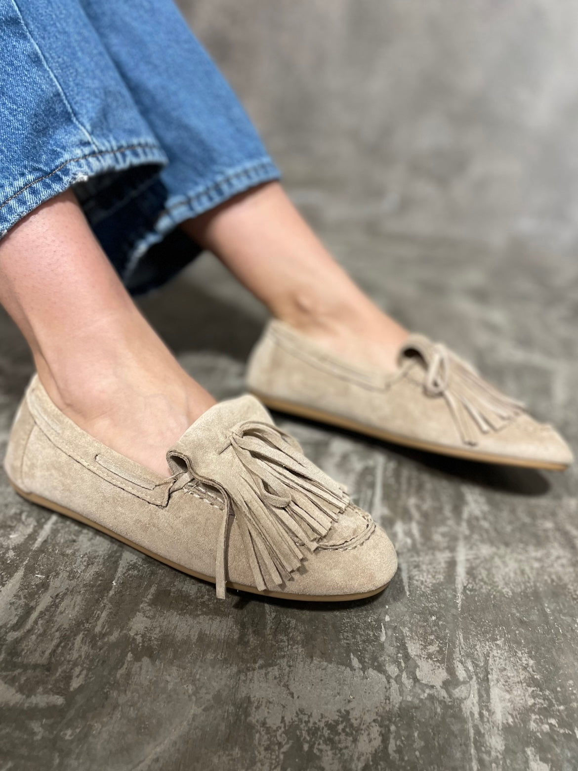 Mocassino Frange Beige