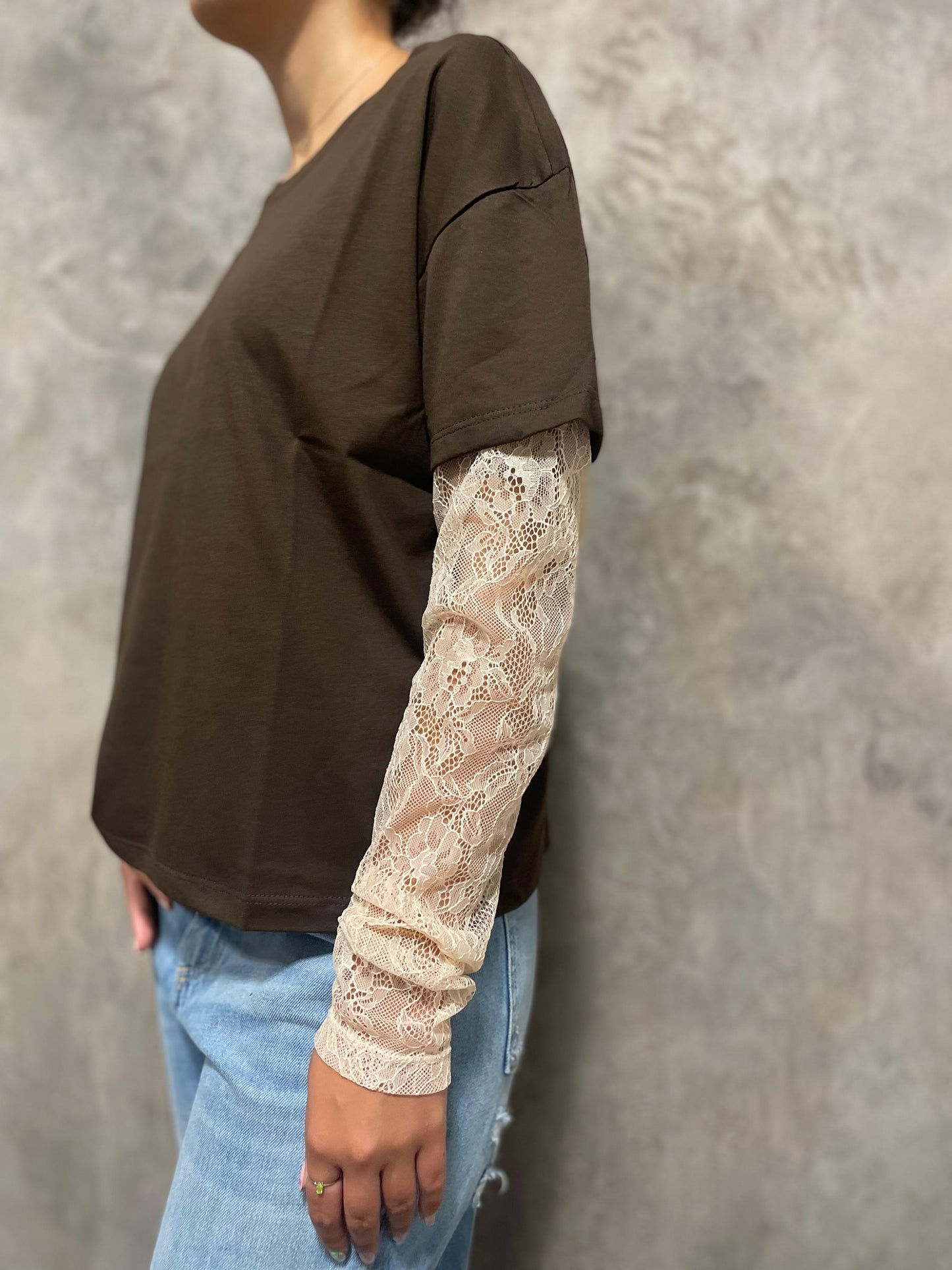 T-shirt Maniche Pizzo Moro