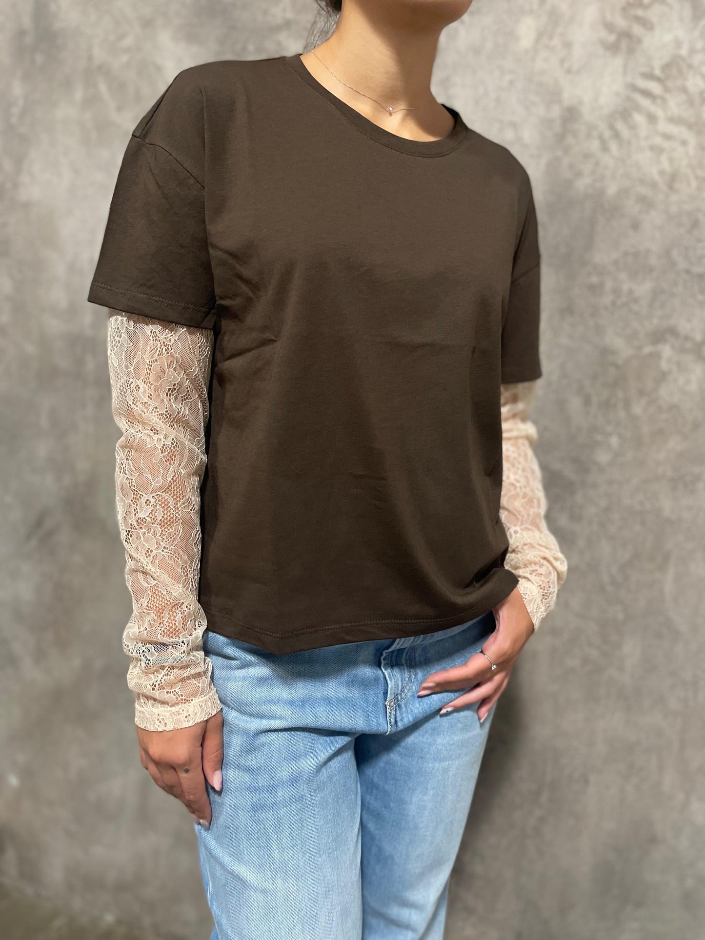 T-shirt Maniche Pizzo Moro