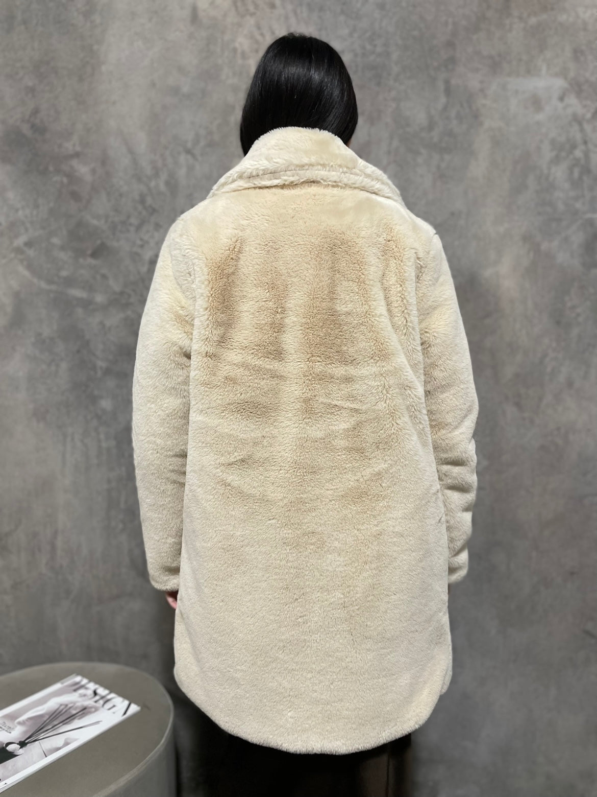 Cappotto Ecopelliccia Panna