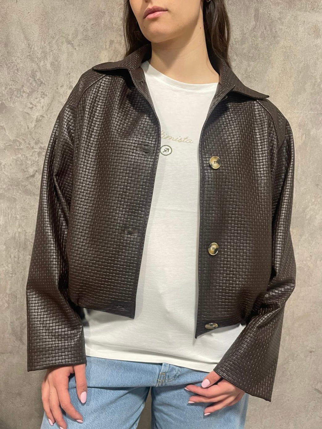 Bomber Ecopelle Intrecciato