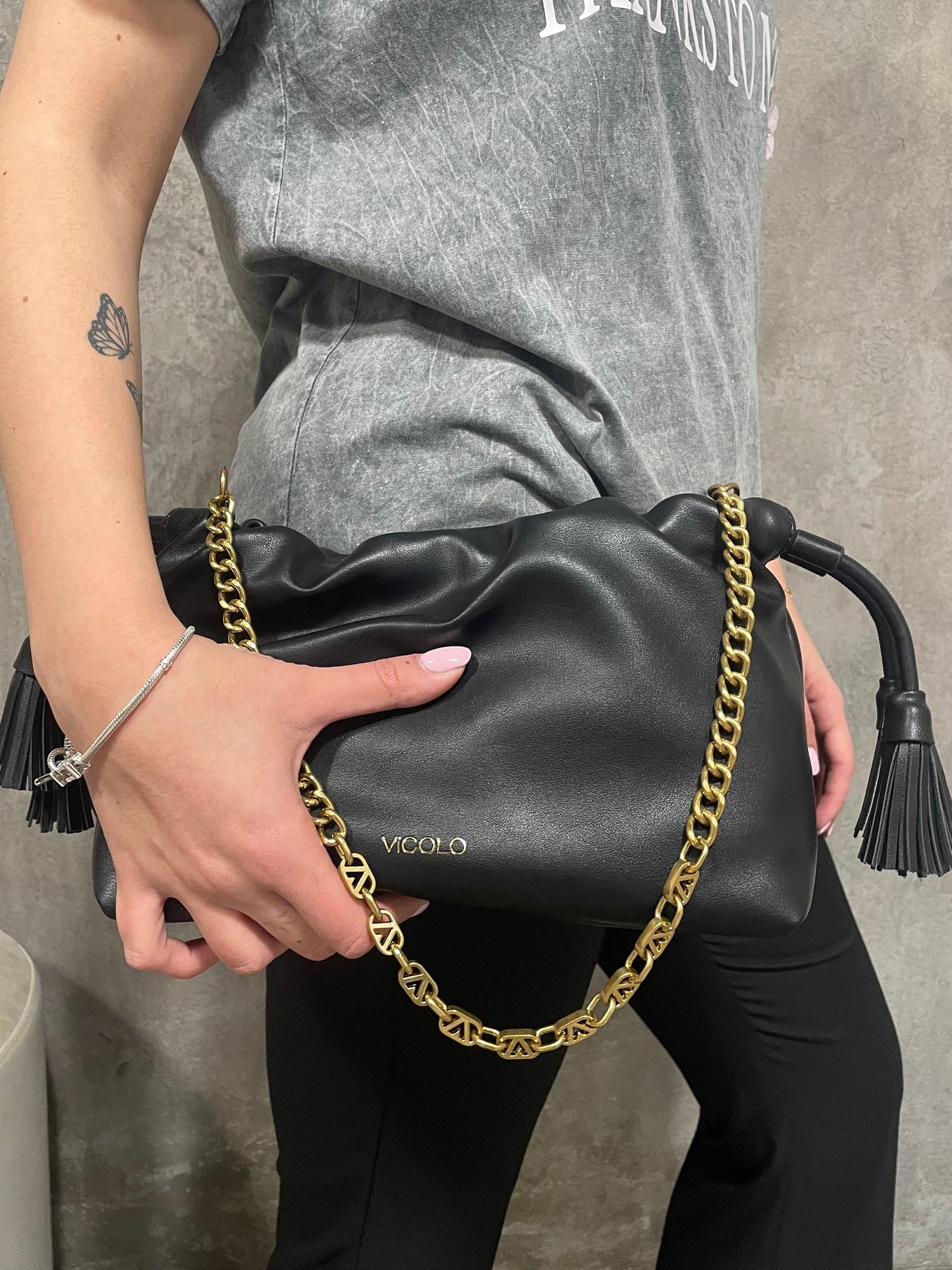 Borsa Tassel Small Nero