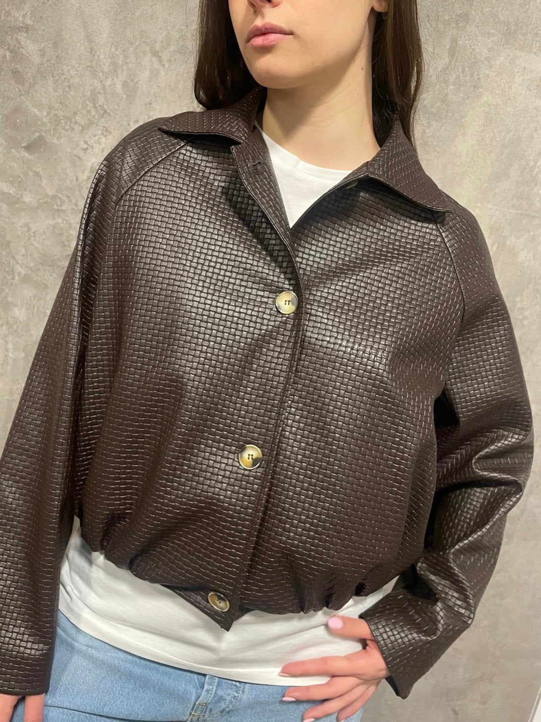 Bomber Ecopelle Intrecciato