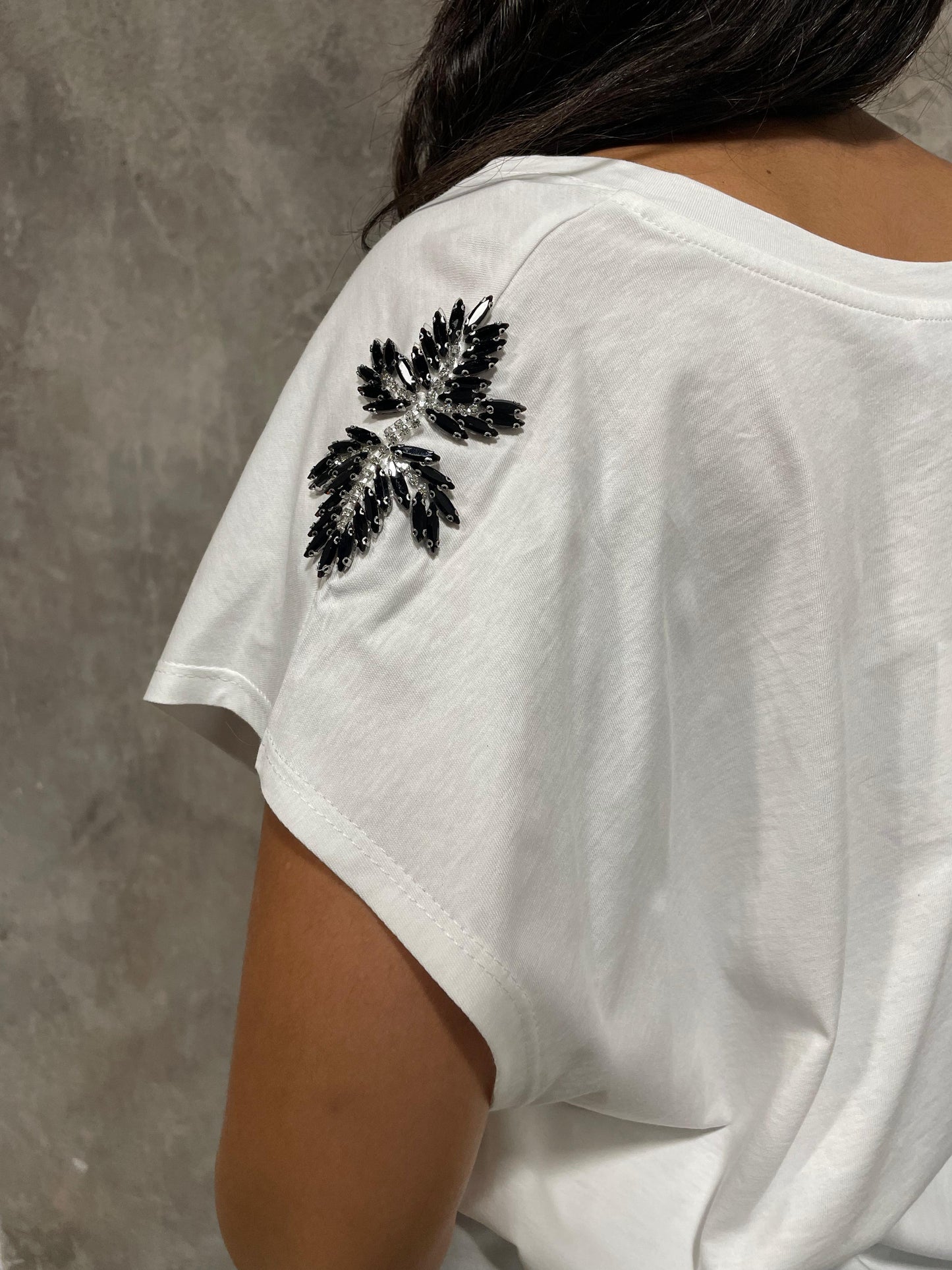 T-shirt Strass Bianca