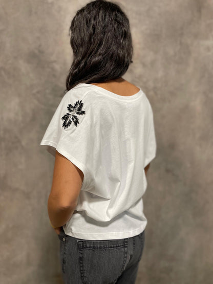 T-shirt Strass Bianca