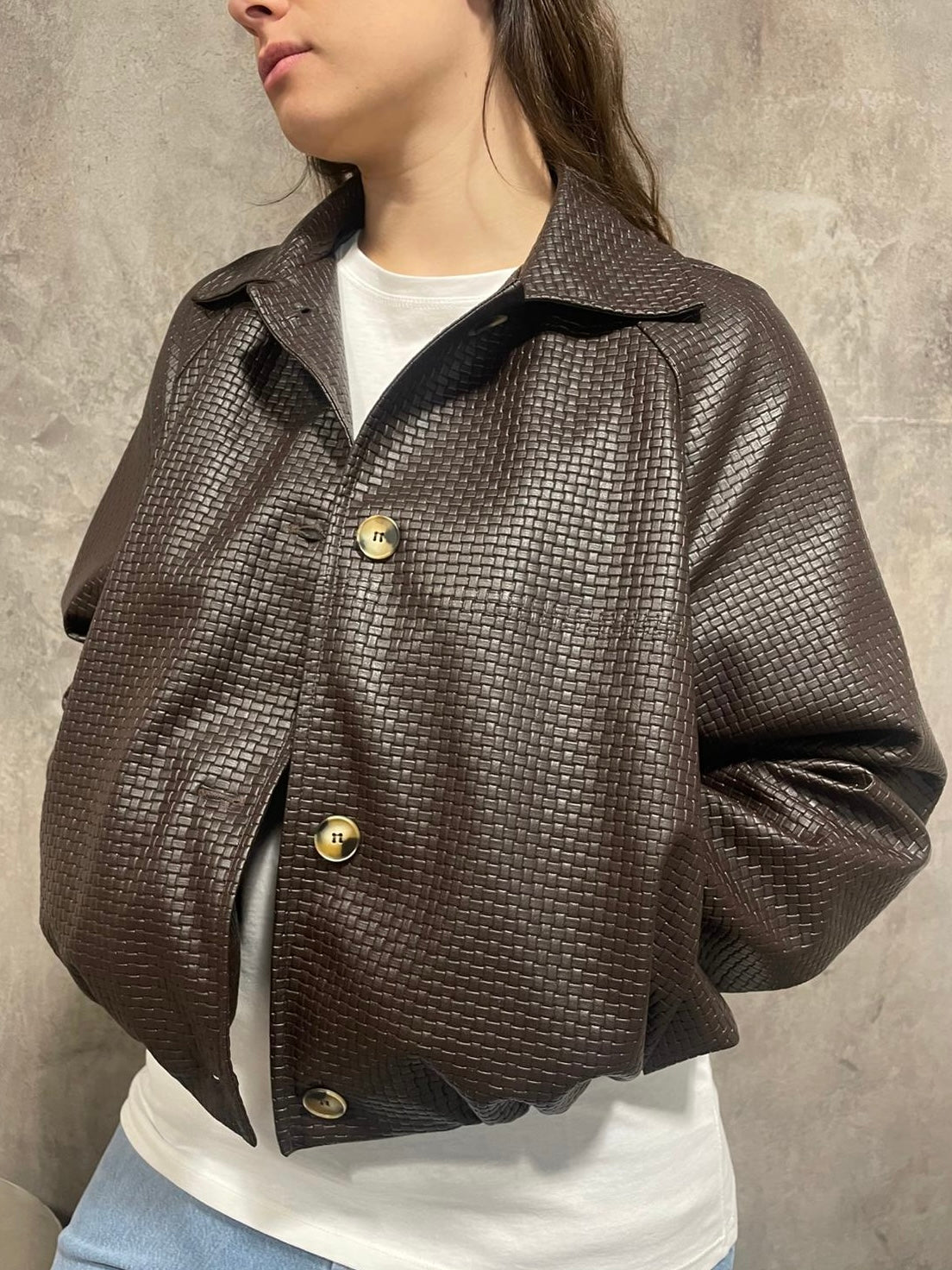 Bomber Ecopelle Intrecciato