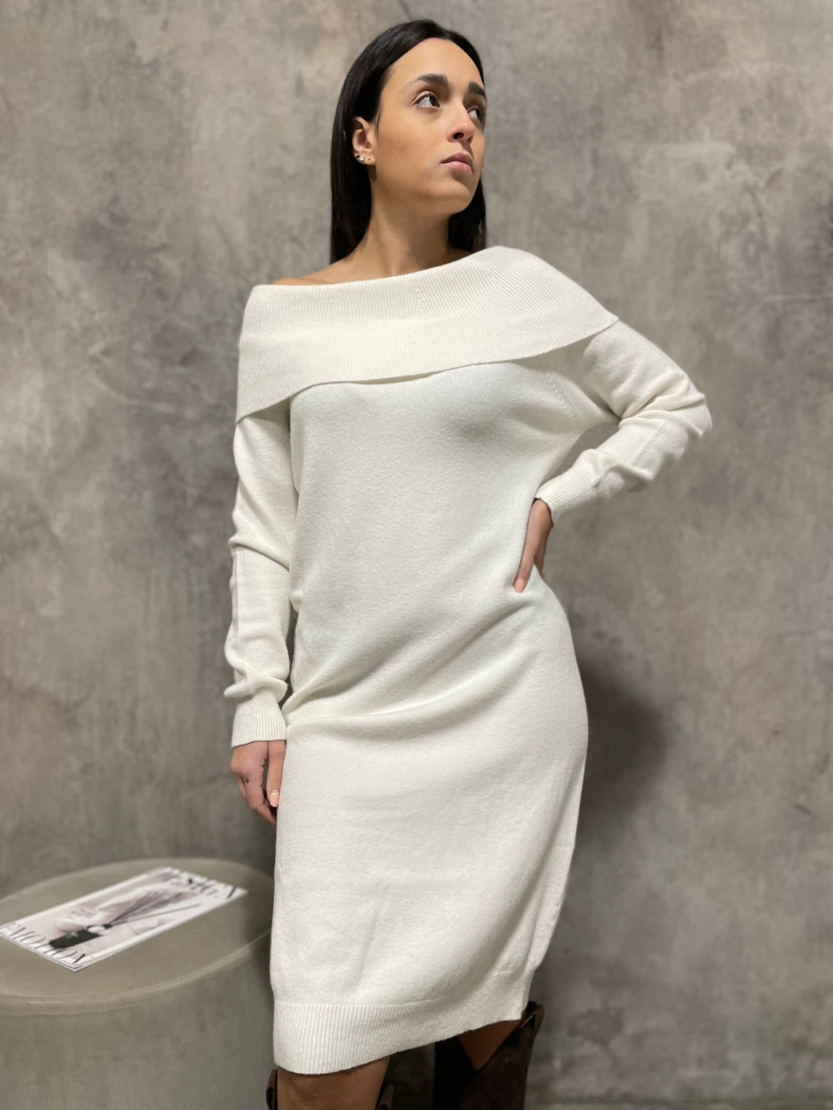 Abito In Maglia Panna