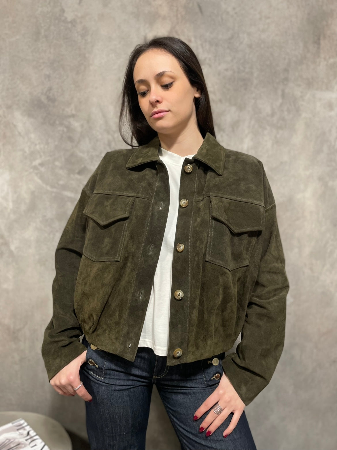 Bomber Camoscio Verde
