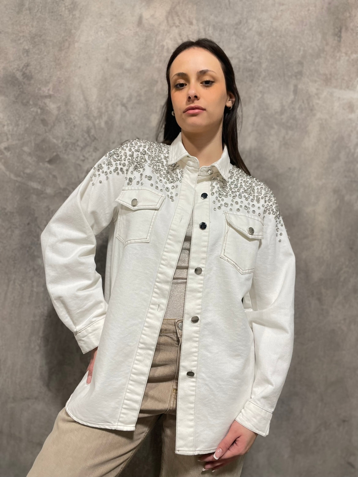 Camicia Jeans Strass