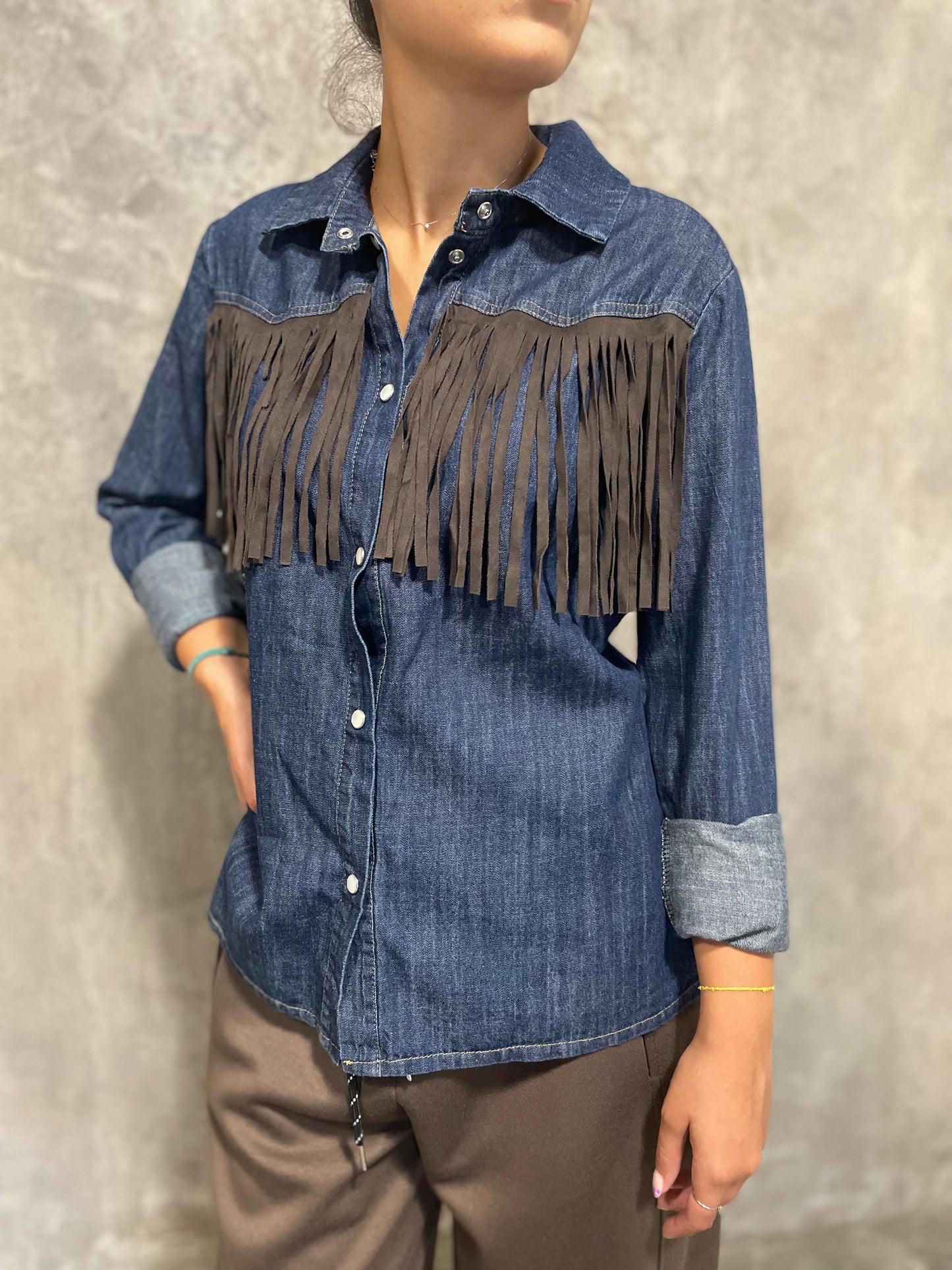 Camicia Jeans Frange
