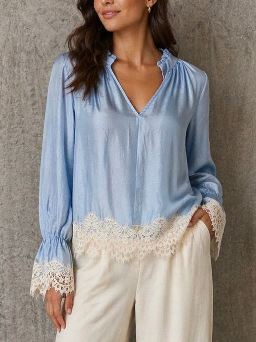 Blusa Pizzo Celeste