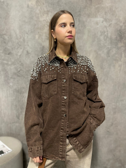 Camicia Jeans Strass