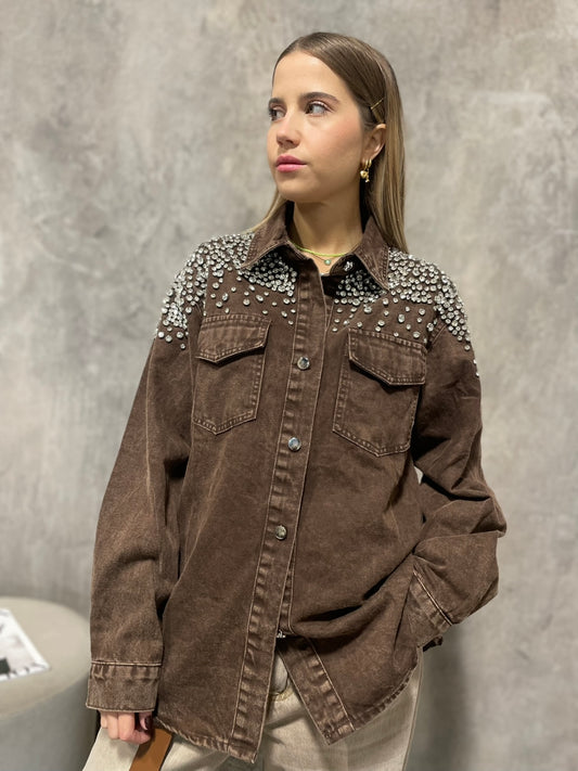 Camicia Jeans Strass
