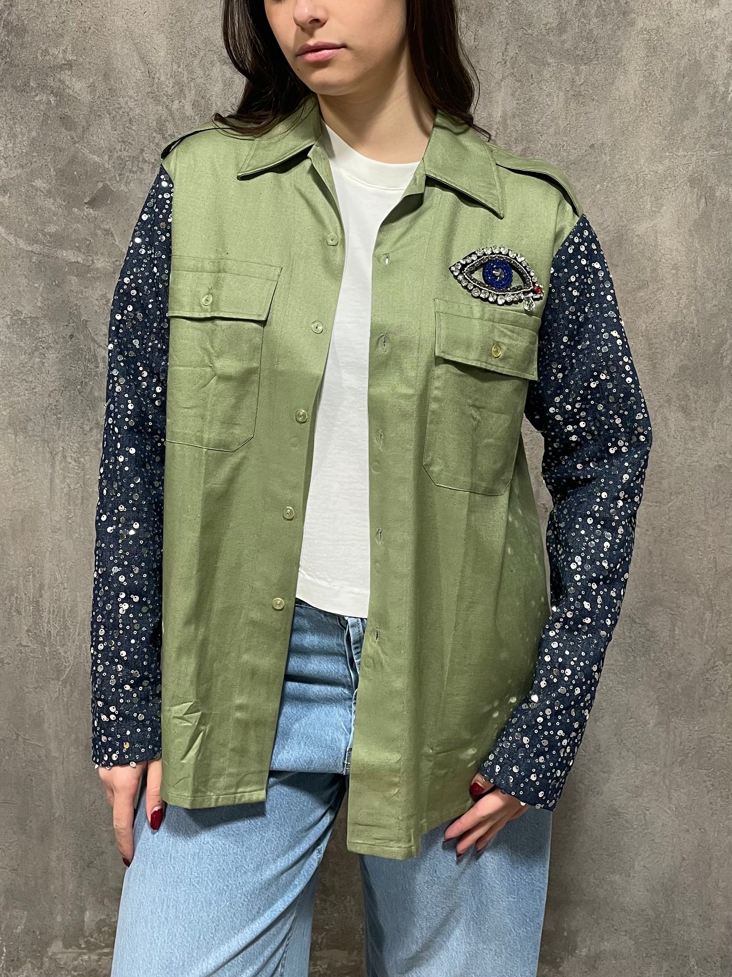 Camicia Verde Paillettes