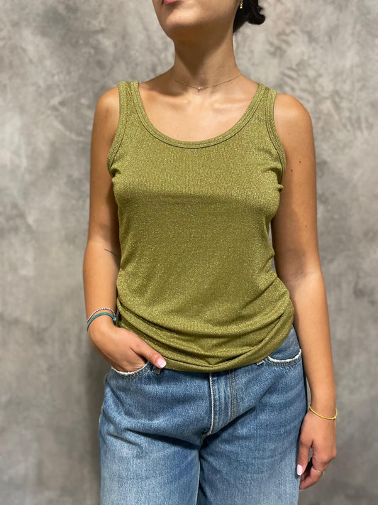 Canotta Lurex Verde Oliva