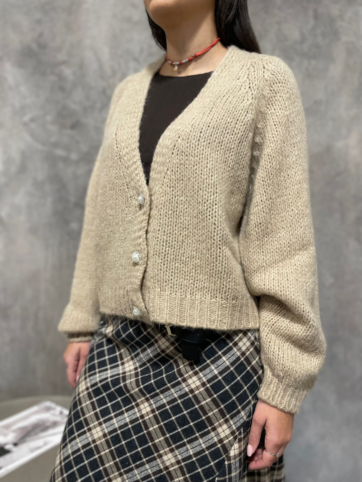 Cardigan Bottoni Beige