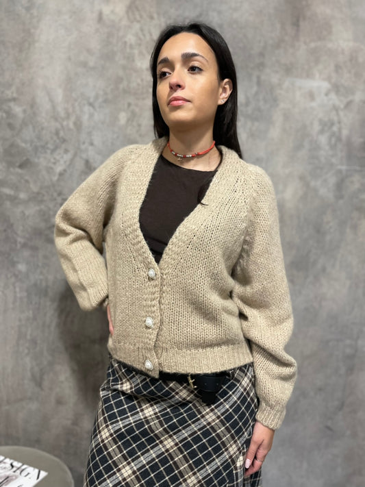 Cardigan Bottoni Beige