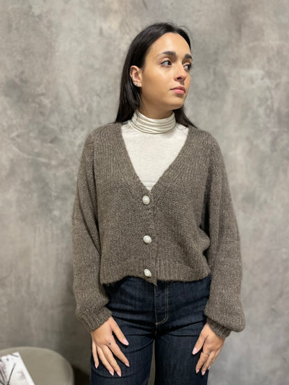Cardigan Bottoni Fango