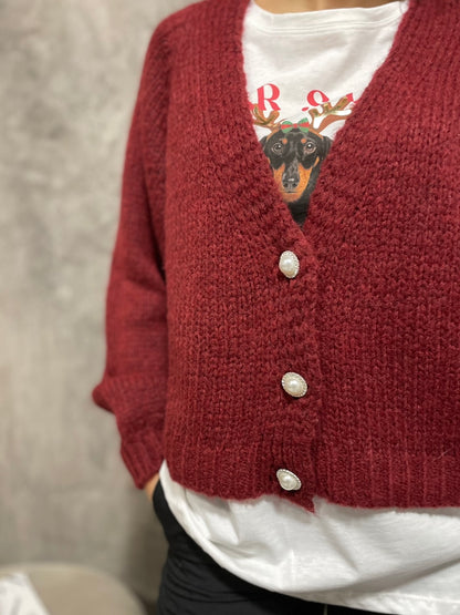 Cardigan Bottoni Vino