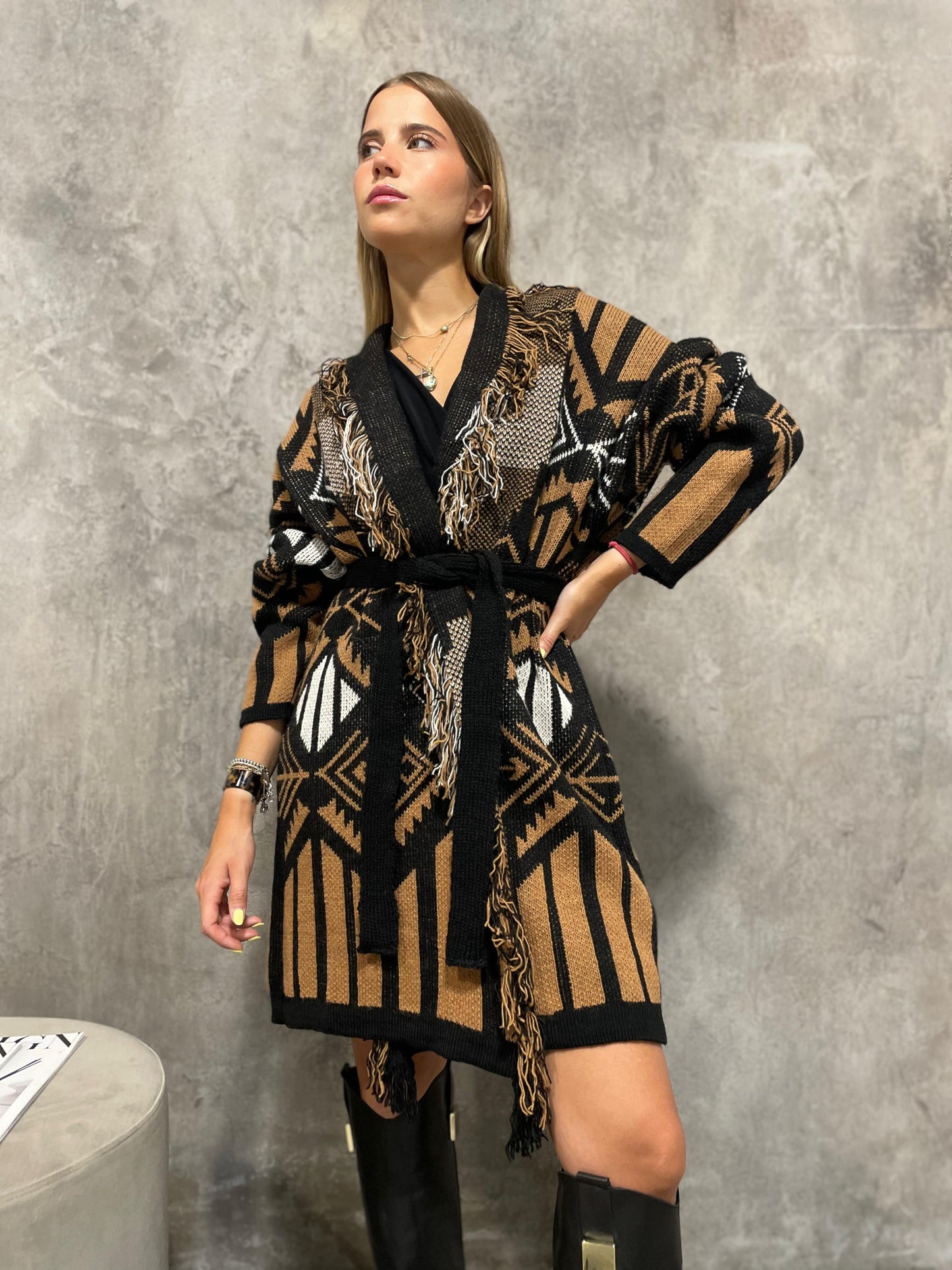 Cardigan Lungo Cammello