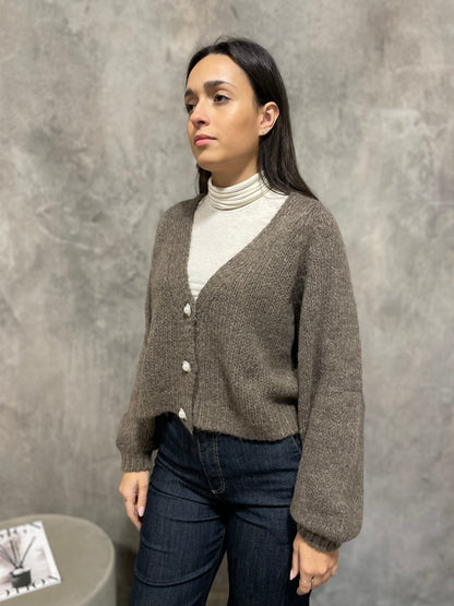 Cardigan Bottoni Fango