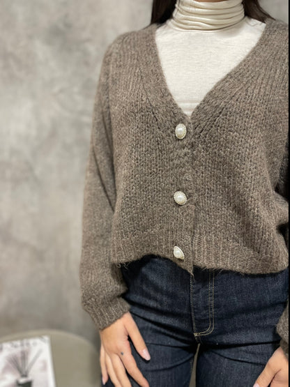 Cardigan Bottoni Fango