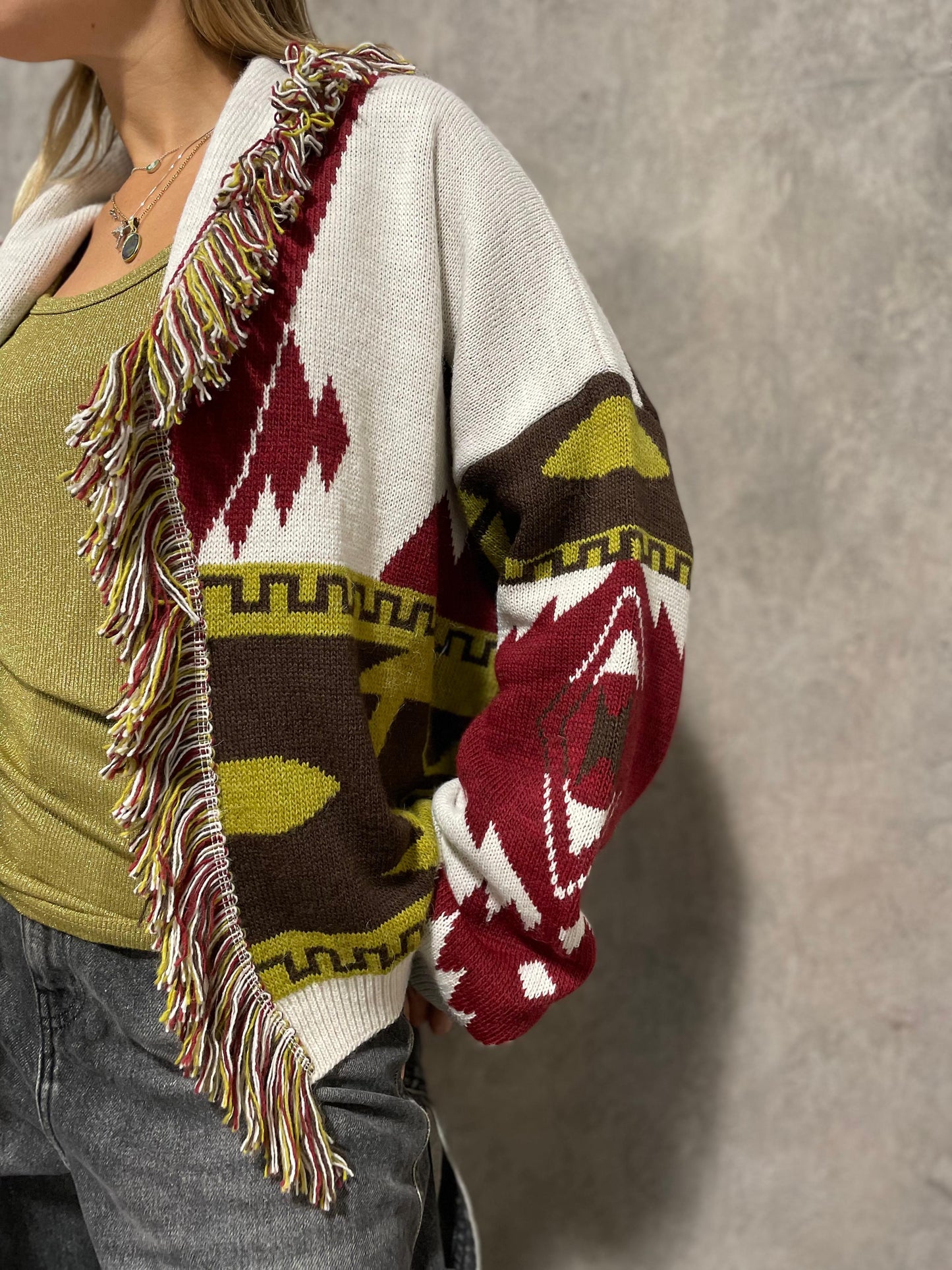 Cardigan Frange Latte