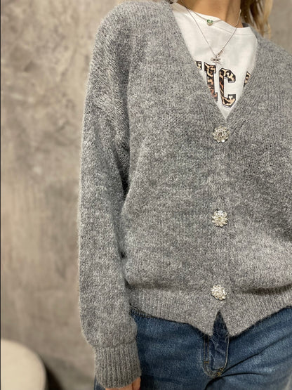 Cardigan Bottoni Grigio
