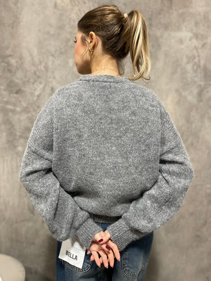Cardigan Bottoni Grigio