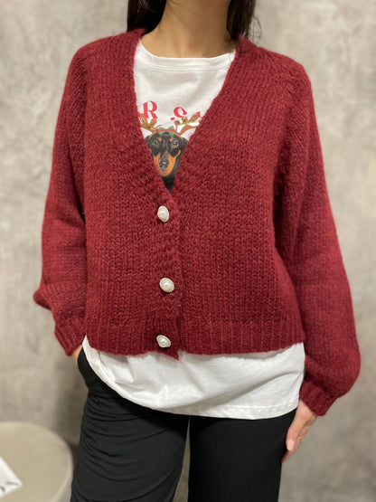 Cardigan Bottoni Vino
