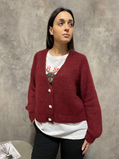 Cardigan Bottoni Vino