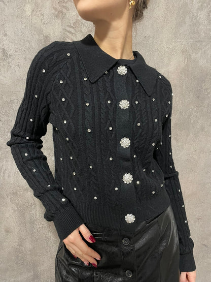 Cardigan Strass Nero