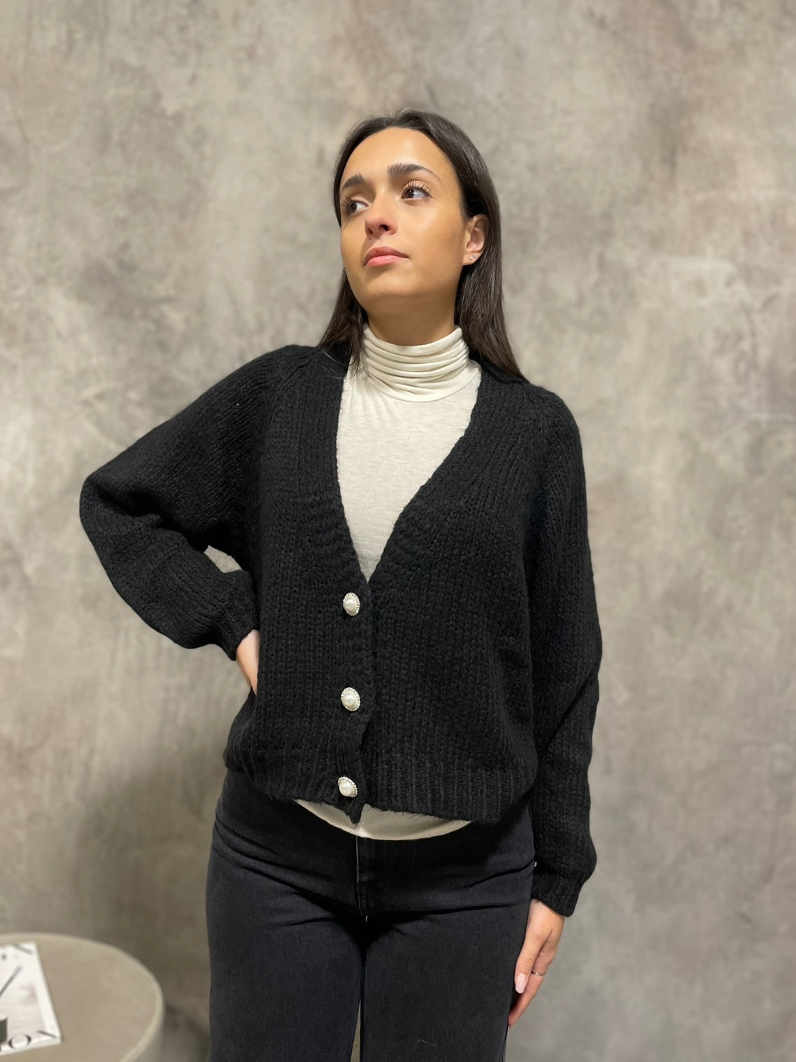 Cardigan Bottoni Nero