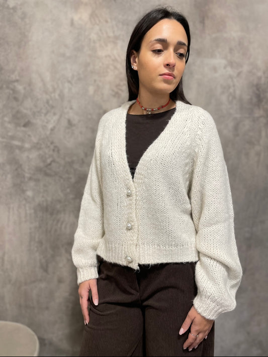 Cardigan Bottoni Panna