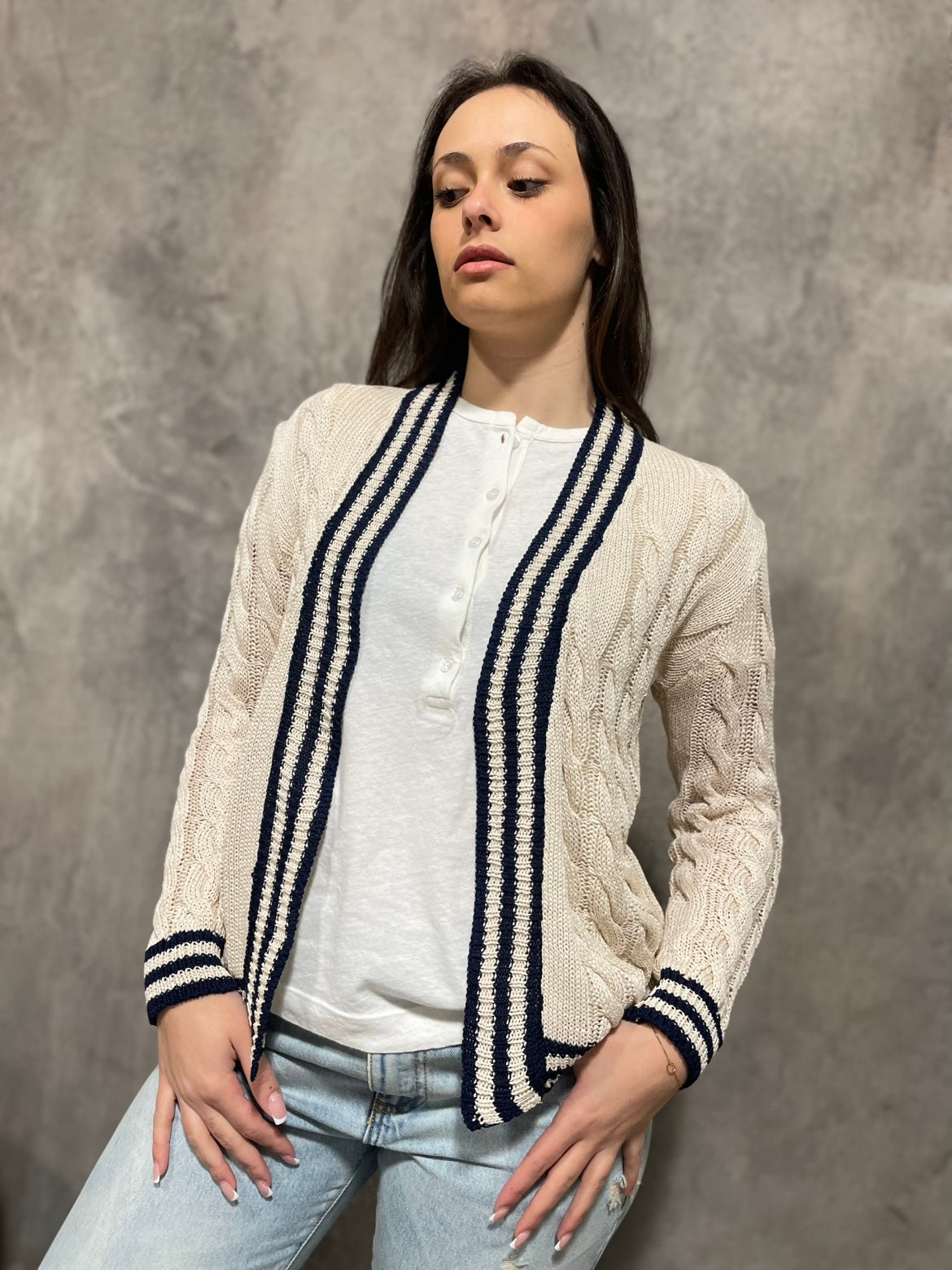 Cardigan Trecce Panna