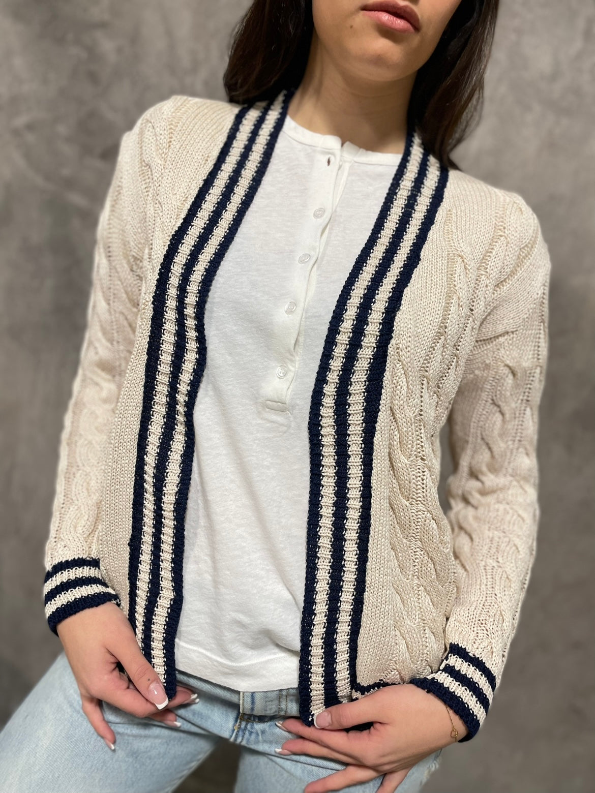Cardigan Trecce Panna