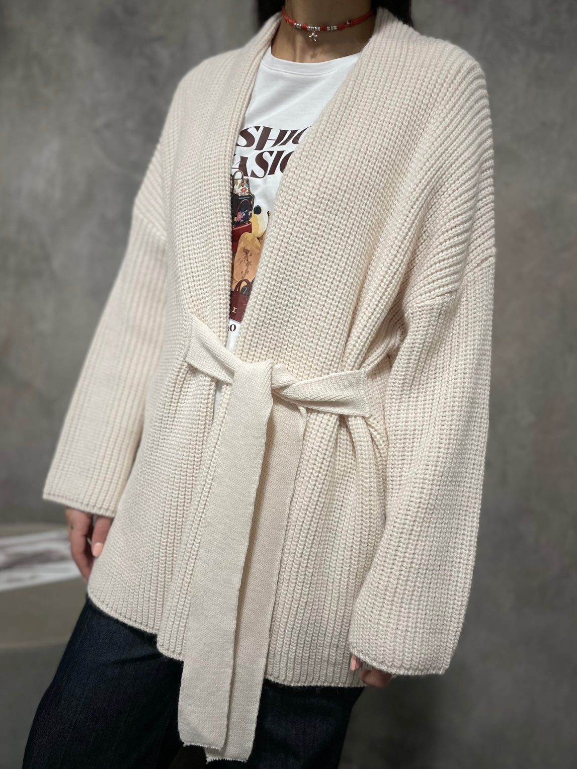 Cardigan Cintura Panna
