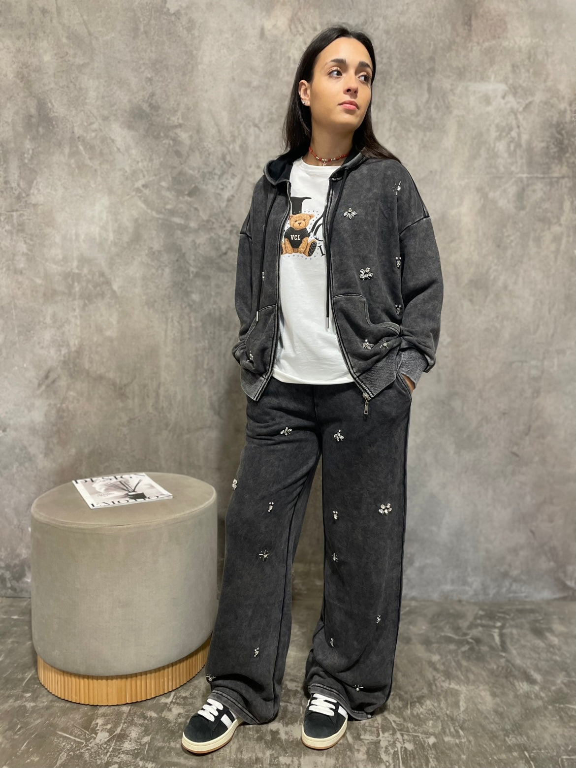 Coordinato Strass Nero