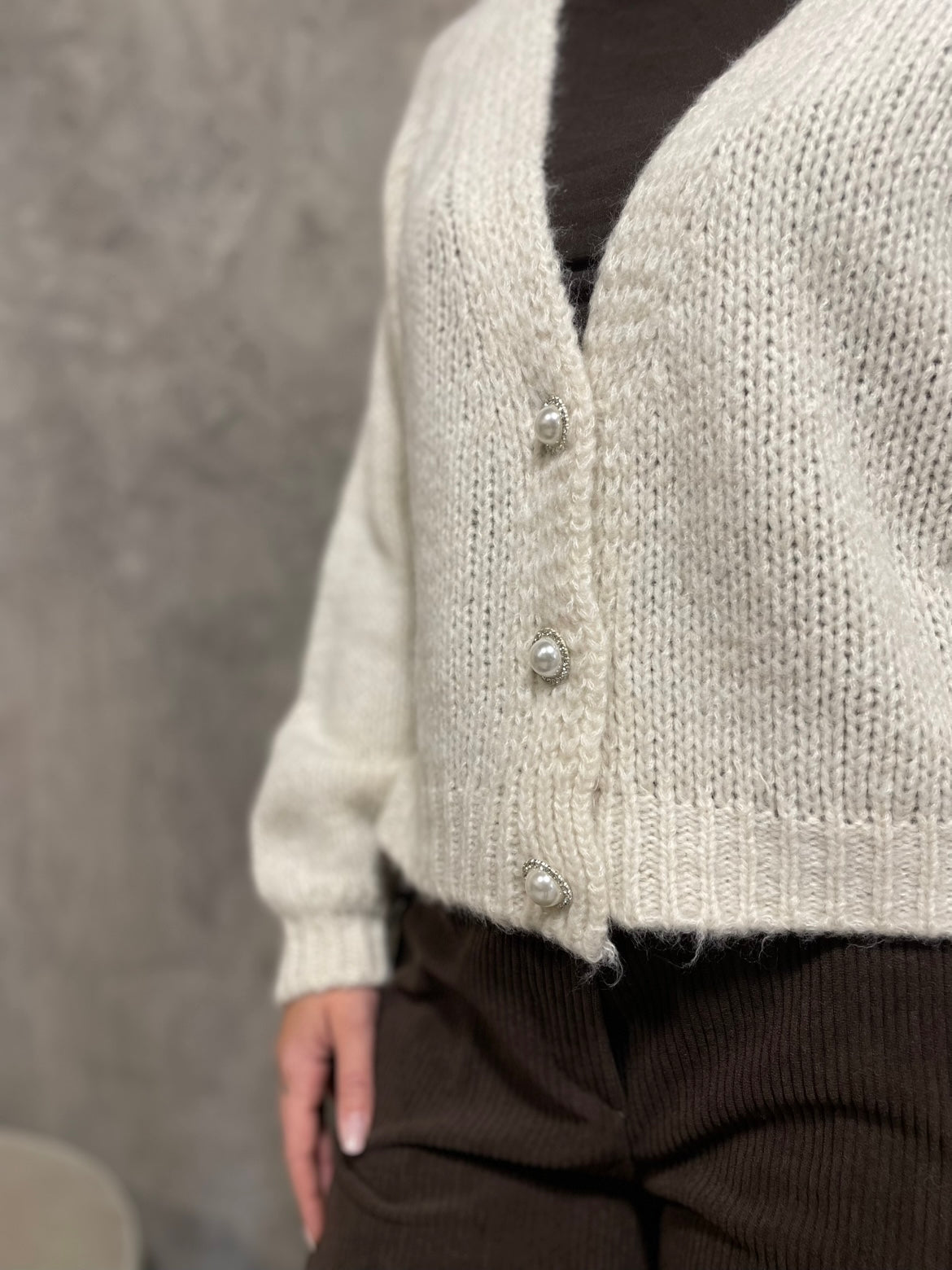 Cardigan Bottoni Panna