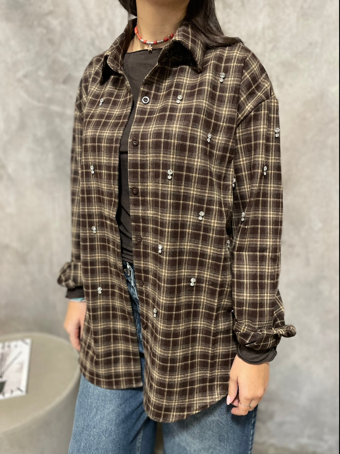 Camicia Check Strass