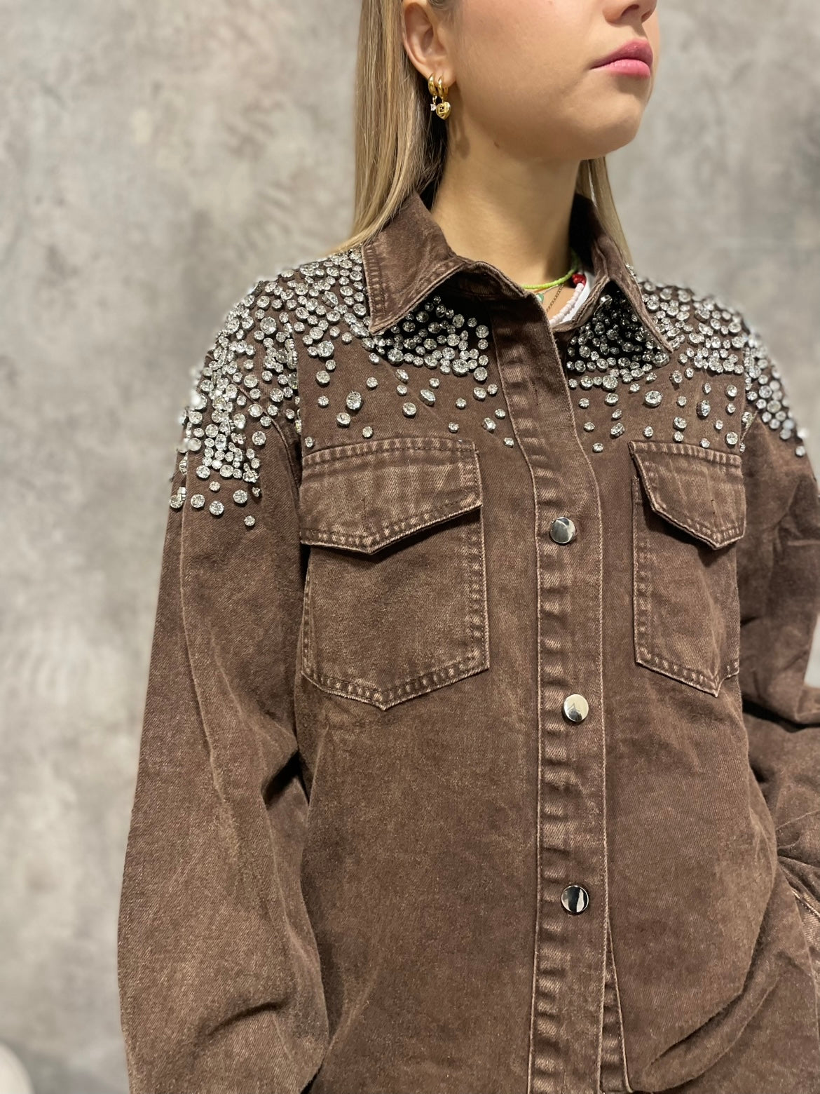 Camicia Jeans Strass