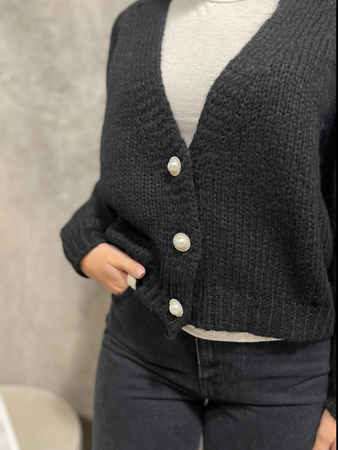 Cardigan Bottoni Nero