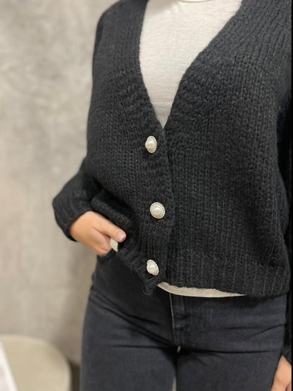 Cardigan Bottoni Nero